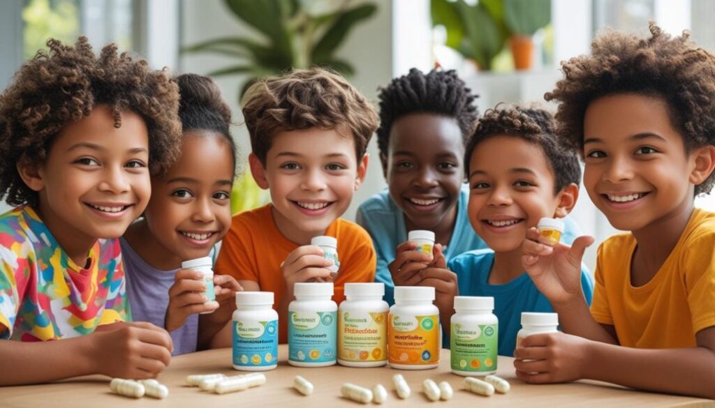 Generate SEO feature image for autistic kids taking natural supplements