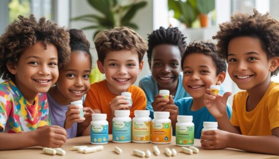 Generate SEO feature image for autistic kids taking natural supplements