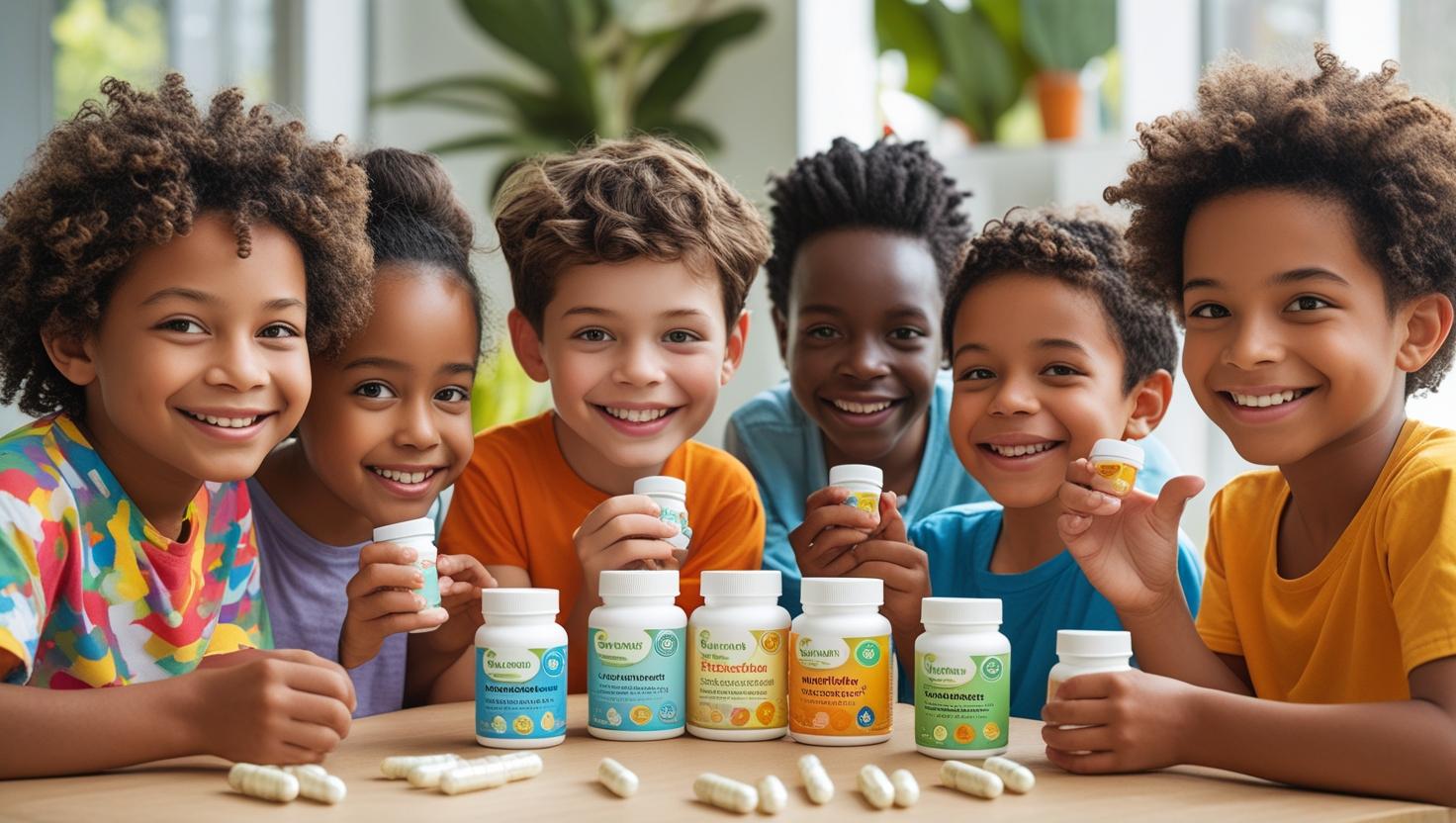 Generate SEO feature image for autistic kids taking natural supplements